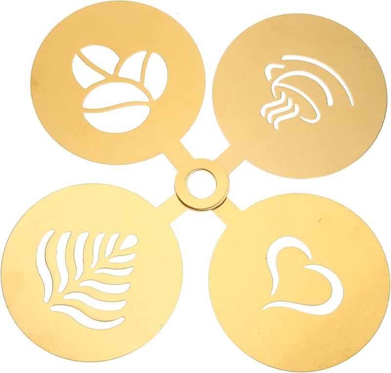 4Pcs Stainless Steel Coffee Stencils Easy Clean Latte Cappuccino Decorating Templates - Image 1